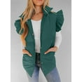 thumbnail image 4 of Winter Women's Button Down Puffer Vests Ruffle Sleeve Padded Gilet with Pockets, 4 of 6