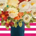 thumbnail image 2 of Loreth, Lanie 20x20 White Modern Wood Framed Museum Art Print Titled - Flowers on Pink Stripes I, 2 of 4
