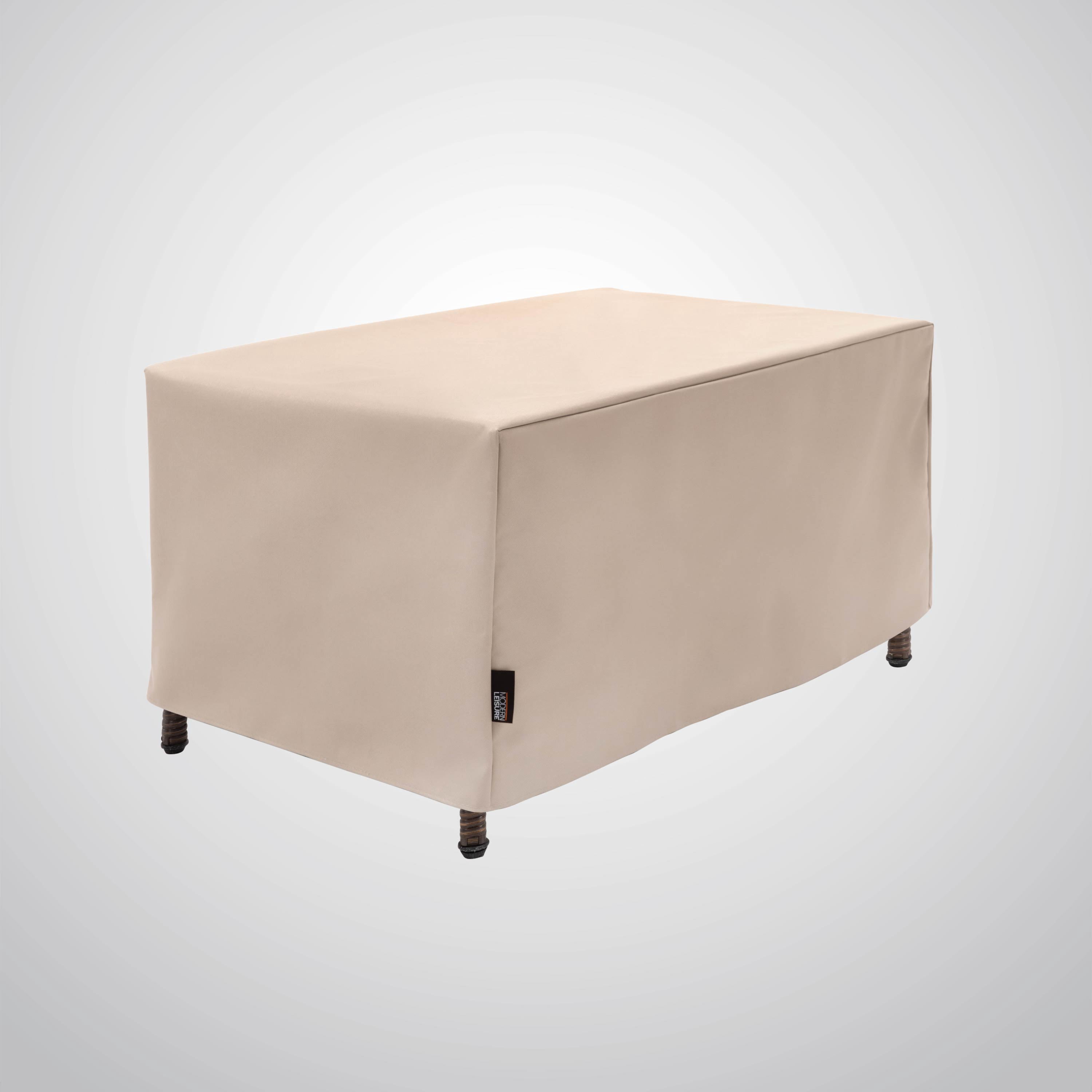 Modern Leisure Basics Patio Ottoman/Coffee Table Cover, 37"L x 22"W x 17"H, Beige