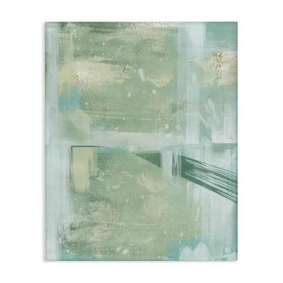 Stupell Industries Green Weathered Abstract Abstract Painting Gallery Wrapped Canvas Art Print Wall Art, 16 x 20