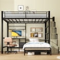 thumbnail image 5 of uiowio Full over Twin Bunk Bed with Desk and Stairs, L-Shaped Loft Bed, Metal Bed Frame with Drawers and Storage Shelves, Space-Saving,Black, 5 of 9