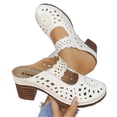 thumbnail image 3 of Norvail Womens Chunky Heel Hollow Carved Closed Toe Mules, Wide Foot Sandals for Women Dressy, Non Slip Beach Travel Slides for Summer Vacation Casual Wear, 3 of 6