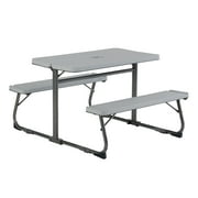 Your Zone Kids Activity Table & Bench Set – Folding Play Table for Crafts, Homework, Homeschool & Playrooms, Ages 3–8, Gray