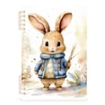thumbnail image 2 of Rabbit Coat Leaves Ring Binder Notebook Journey Note Diary College Ruled Spiral Notebook Study Loose Leaf Paper A5 60 Pages, 2 of 8
