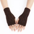 thumbnail image 5 of CUZIBR Womens Mittens Ladies Warm Solid Color Knit Fingerless Gloves Mittens Fashion Flowers Striped Open Fingers For Cold Weather, 5 of 6
