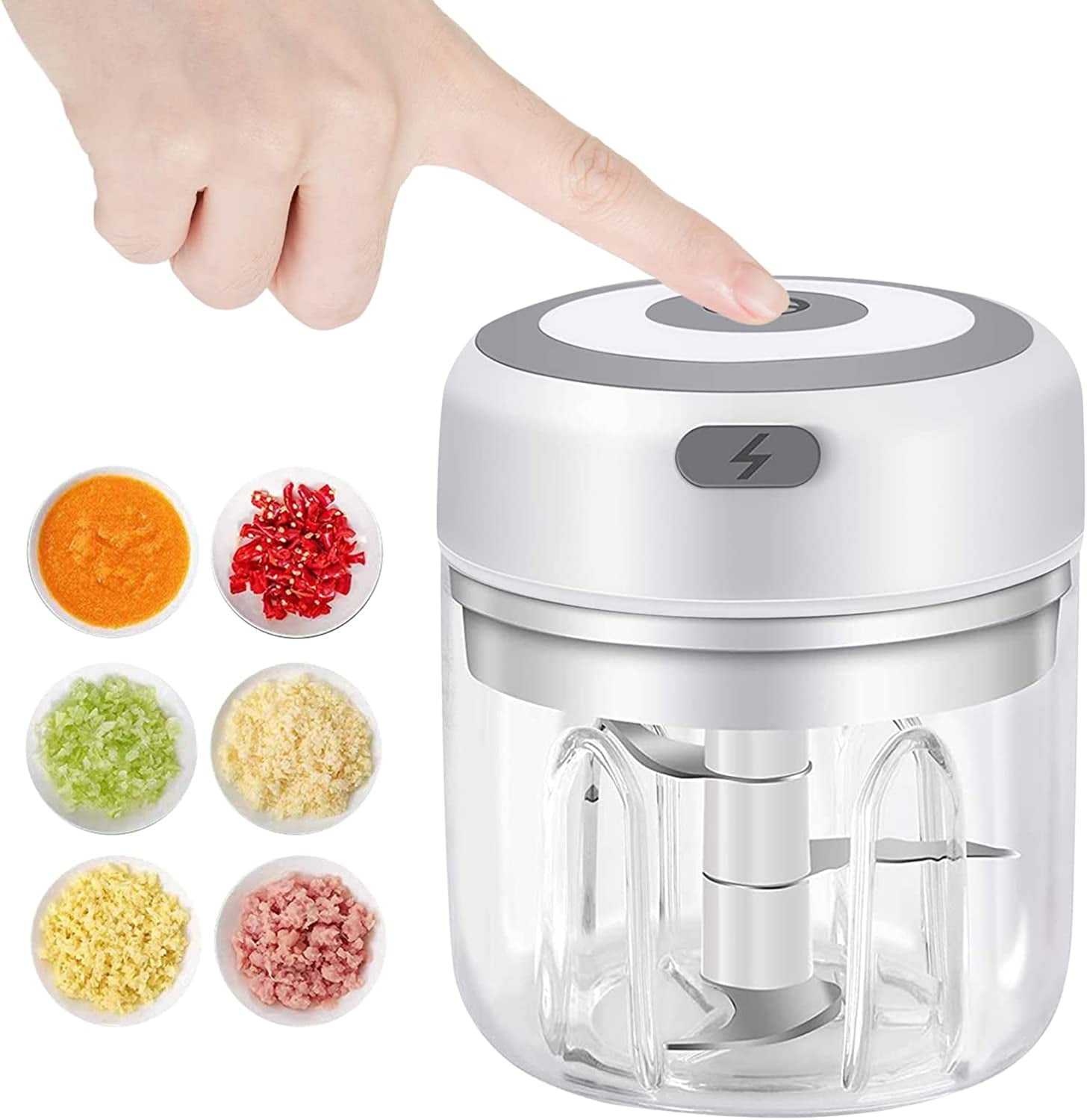 KitchekShop Rechargeable Portable And Cordless Mini Food Processor 250ml  With Stainless Steel Blade, Electric Garlic Chopper Vegetable Chopper  Blender For Nuts Chili Onion Minced Meat And Spices Bpa-free(green)