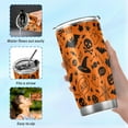 thumbnail image 4 of Halloween Tumbler Bat Pumpkin Ghost Spider Insulated Coffee Cup Back to School Beverage Container Office Travel Mug with Straw and Lid 20oz Holiday Gift Day of The Dead Present, 4 of 5