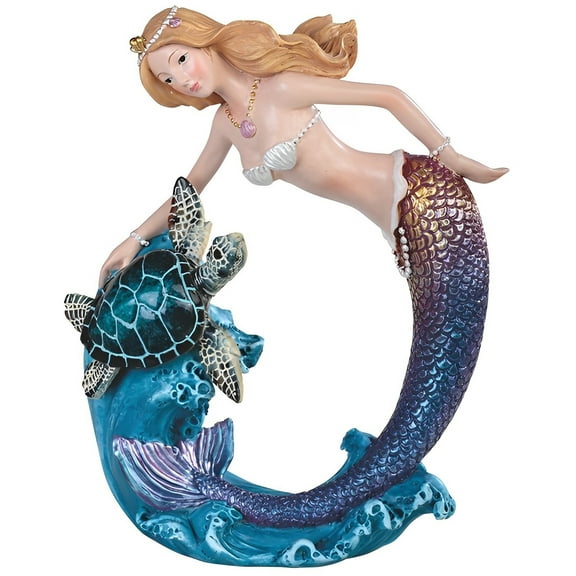 FC Design 8"H Sea Turtle with Purple Mermaid Figurine Statue Sculpture Ornament Decoration Home/Room Decor and Unique Gift Ideas for Housewarming, Holidays and Birthdays