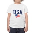 thumbnail image 3 of Family Matching Outfits Vintage USA Letter Color Distressed Flag Print Crew Neck Short Sleeve Casual Tee, 3 of 7