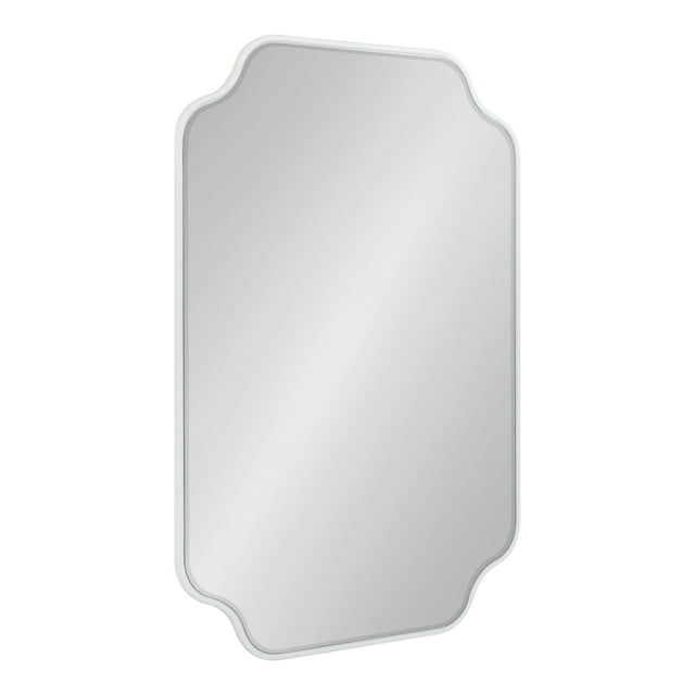 Kate and Laurel Plumley Modern Scalloped Wall Mirror, 24 x 36, White, Transitional Contemporary Mirror with Soft Scallops and Slim Frame for Stunning Wall Decor