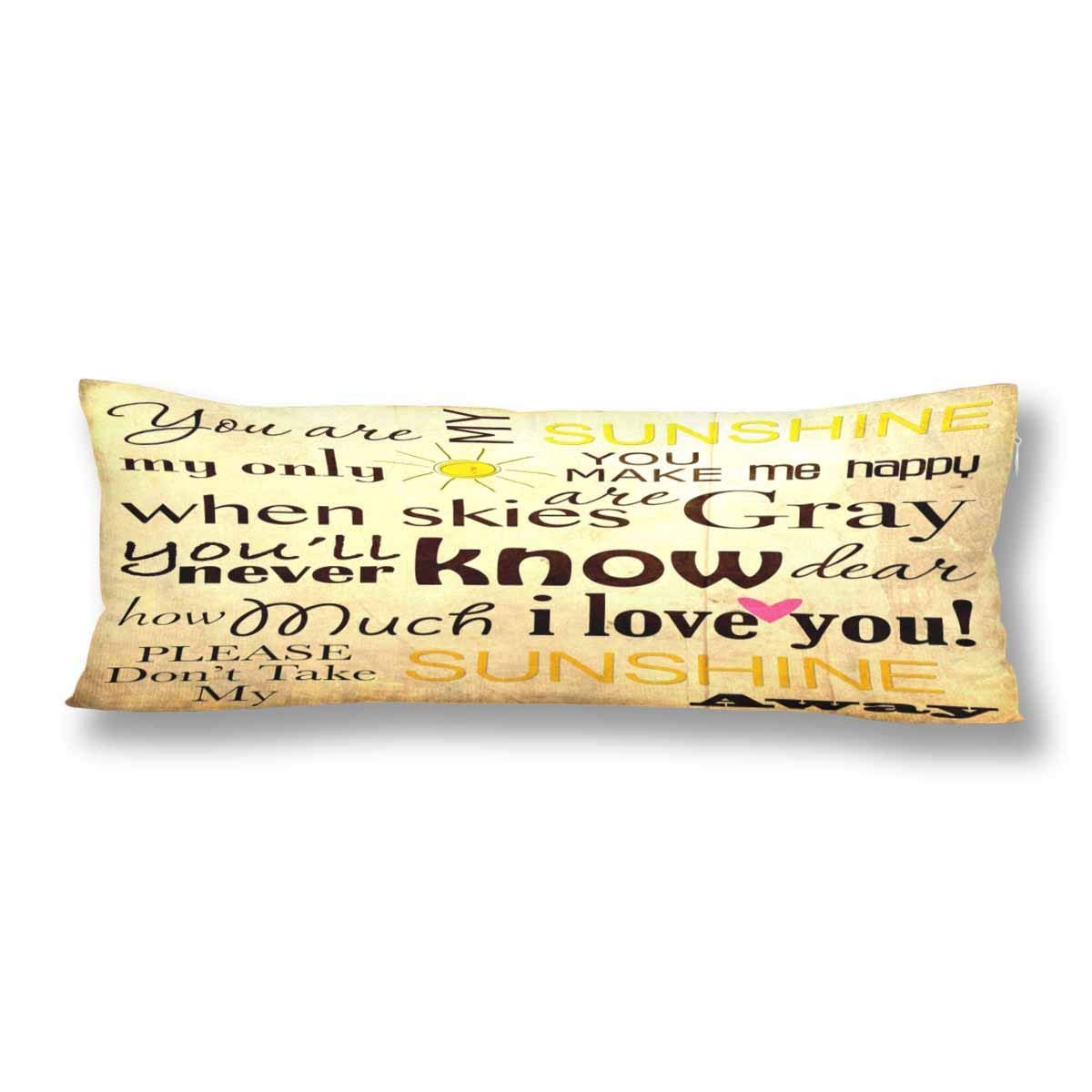 Gckg You Are My Sunshine Word Body Pillow Covers Pillowcase 20x60
