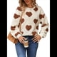 thumbnail image 1 of Sudadera Holgada de Larga con Cuello Redondo y Estampado de Corazón de Peluche para Mujer, para Otoño e Invierno. Amor Caqui M, 1 of 10