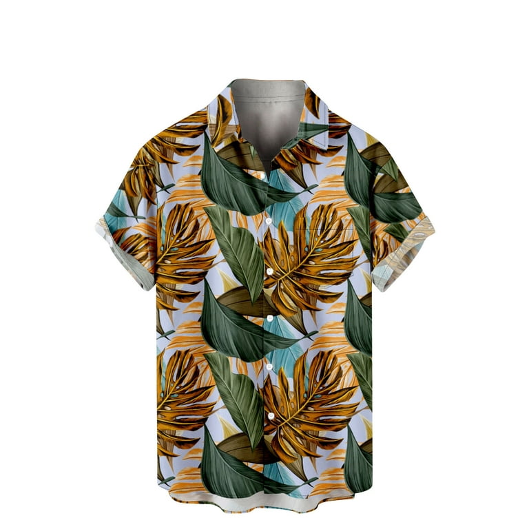 VSSSJ Hawaiian Shirts for Men Big and Tall Fashion Palm Tree Print