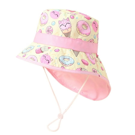 

Kids Adjustable Chin Strap Sun Protection Hats Summer Spring Wide Brim Neck Flap Hat Cute Cartoon Outdoor Beach Bucket Cap Kids Gloves And Hat Set