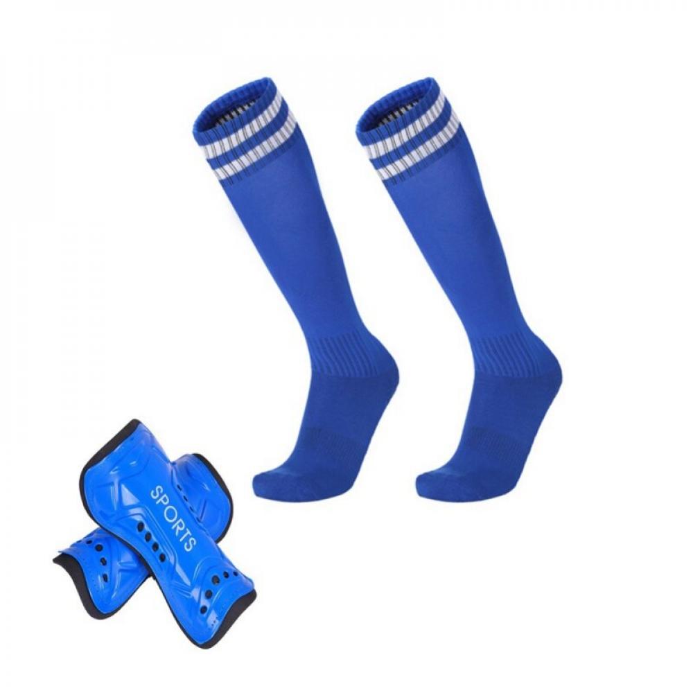 Popvcly 1 Pair Compression Soccer Socks with Shin Guards Pads Football