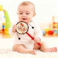 thumbnail image 3 of Chinese Traditional Rattle Drum Handheld Rotating Drum for Kids, Cultural Music Toy with Colorful Cartoon Design and Wooden Handle, 3 of 8
