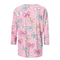 thumbnail image 4 of COM1950s T-Shirts pour Femmes, T-Shirt Décontracté pour Dames, Col Rond Imprimé, Manches 3/4, Haut Ample, Hauts Décontractés pour Femmes, T-Shirts pour Femmes, 4 of 5