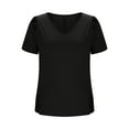 thumbnail image 4 of Women's Short Sleeve Cut Out Cold Shoulder Tops Deep V Neck T Shirts, 4 of 6