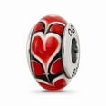 thumbnail image 1 of Fancy Bead White Sterling Silver Glass 13.64 mm 7.27 Reflections Red Heart Hand-Blown Bead, 1 of 3