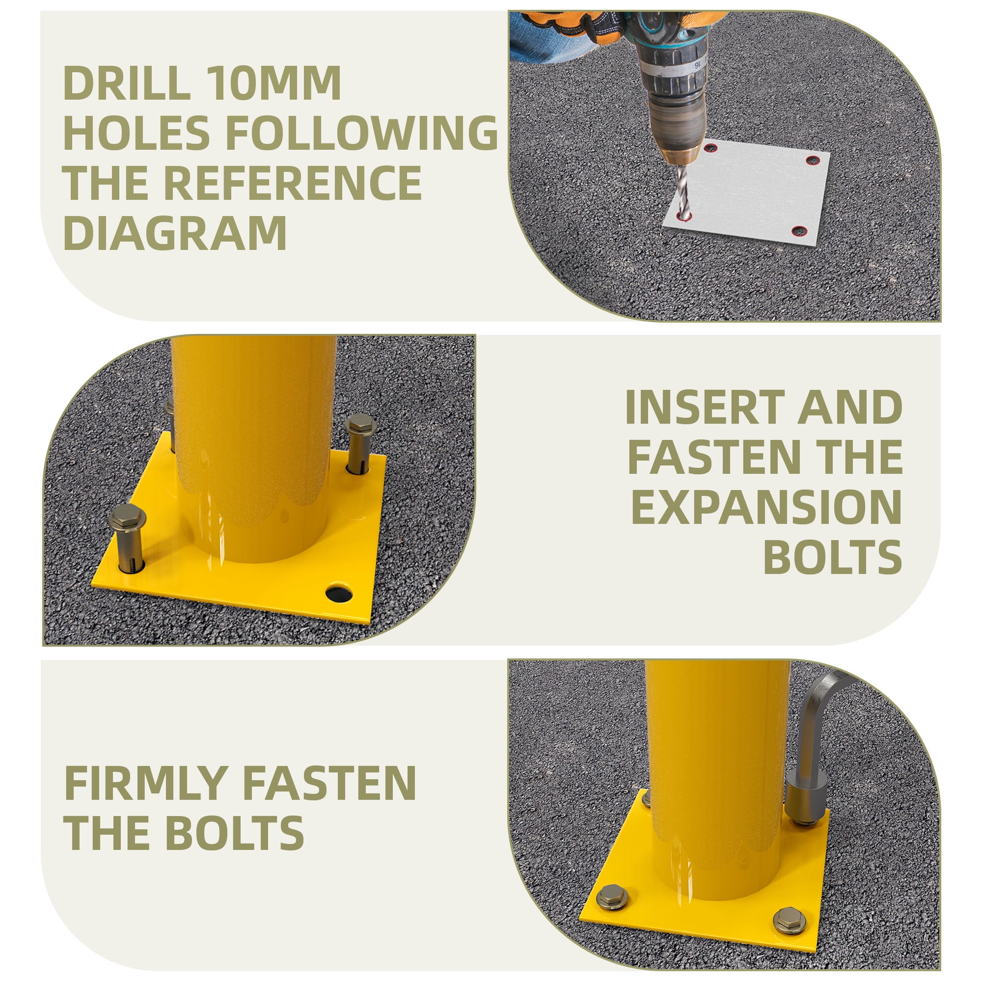 Uforic 1-Piece 36" x 4.5" Steel Safety Bollard Post – Fluorescent Yellow Traffic Barrier for Parking Lots