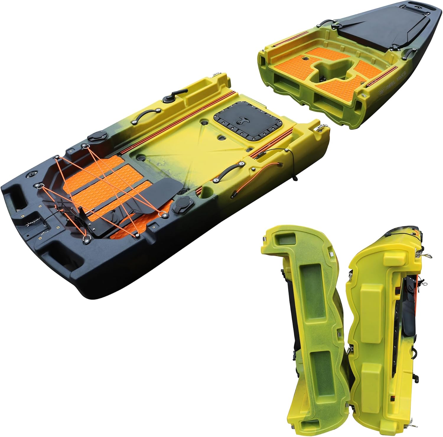 Reel Yaks Rocket Modular Fishing Kayak - 9.8ft Lightweight Fin Drive, Sit On Top Kayak for Adults & Youth - Stable & Portable, Ideal Space-Saving Design for Travel - 400 lbs Capacity - Gray