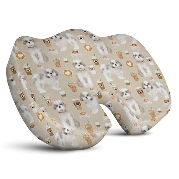 Premium Dog Pattern Memory Foam Seat Cushion Ergonomic Chair Pad for Office Chair, Car, Airplane & Bleachers Sciatica, Tailbone Hip & Back Pain Relief - Chair Cushion for Long Office Workers.