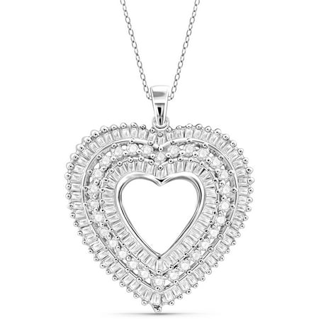 JewelersClub 1.00 Carat T.W. White Diamond Sterling Silver Heart Pendant