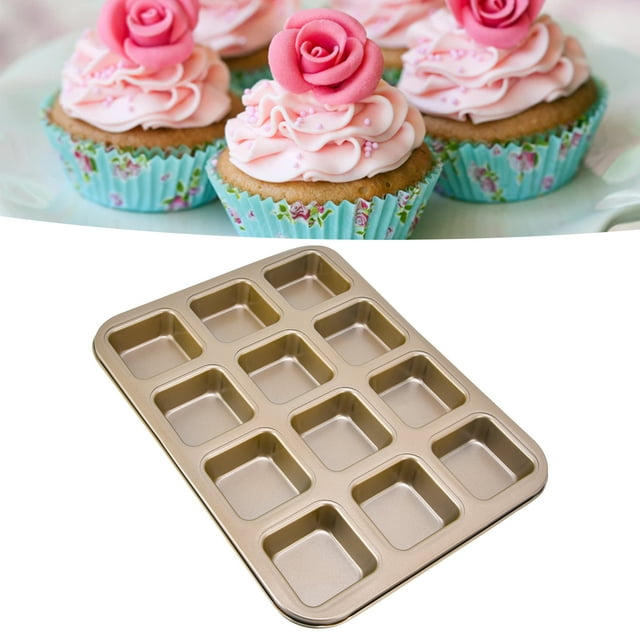 Molde para hornear Brownie de 12 cavidades Mini molde para pasteles Mini moldes para pan de acero al carbono bandeja para hornear pan para cocina ANGGREK Otros