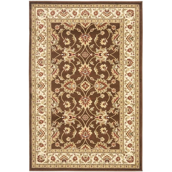 SAFAVIEH Lyndhurst Miah Floral Border Area Rug, Brown/Ivory, 6'7" x 9'6"