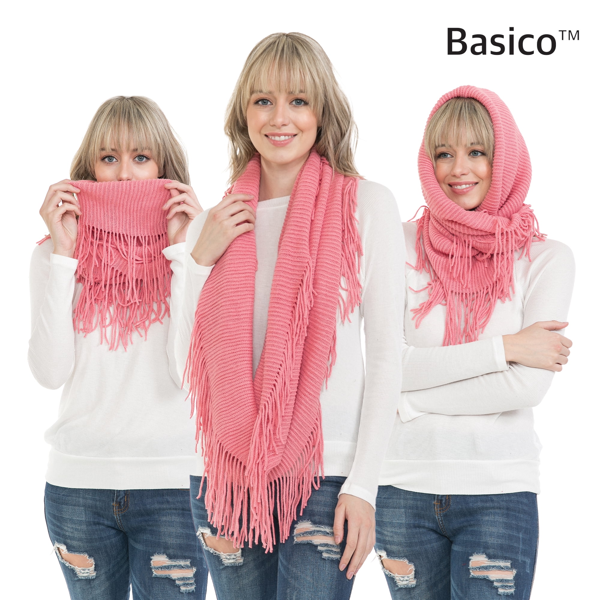 BASICO Warm Knit Winter Scarfs for Women Coral Infinity Scarf Circle Loop Scarves