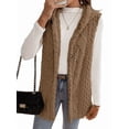 thumbnail image 1 of Chaleco Informal con Capucha de de Doble Cara para Mujer, Otoño-Invierno, Informal, Extragrande, Cálido, con Botones. Marrón L, 1 of 8