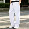 thumbnail image 7 of ZACPNCV Girls Sweatpants High Waist Drawstring Loose Wide Leg Sweat Pants Contrast Color Waistband Joggers Solid Color Open Bottom Casual Trousers 12-13Years White, 7 of 7
