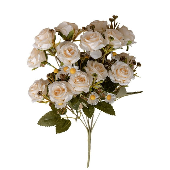 Harlier Artificial Rose Flowers, Realistic Silk Burnt Edge Vintage Rose with Long Stem for Home Bridal Wedding Party Floral Bouquets Decoration (1Pcs, 16.5Inch)