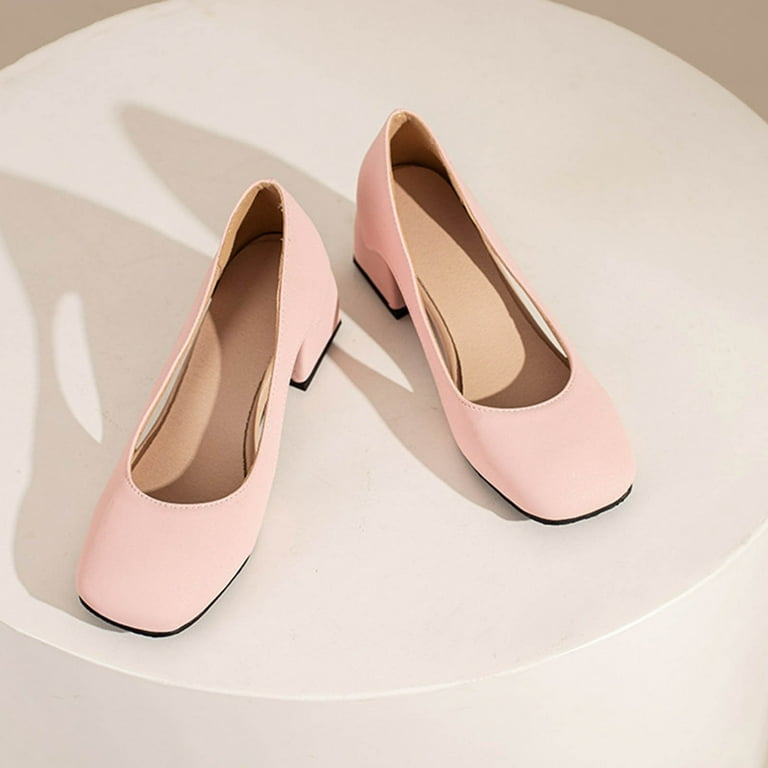hopeusnice Women's Cut Out Block Heel Pumps Closed Toe Dress Shoes Comfortable Low Heel Work Wedding Party Shoes Pink 42, Size: 42 US 9