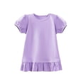 thumbnail image 4 of EnJoCho Girls Puff Sleeve Shirt Short Sleeve Plain 𝖱uffle Hem Crewneck Tshirt Summer Casual Tops Cute Soft Tees Tween, 4 of 4
