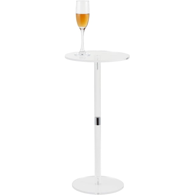 Acrylic Drink Table, 10-Inch Clear Acrylic Side Table for Small Spaces, Round End Table with Minimalist Design for Sofa, Living Room, Patio & Bathroom