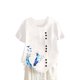 thumbnail image 1 of Camisetas de Manga Corta para las Mujeres Botón de Impresión Casual Cuello Redondo Camiseta Superior, Blusas para las Mujeres Casual, 1 of 4