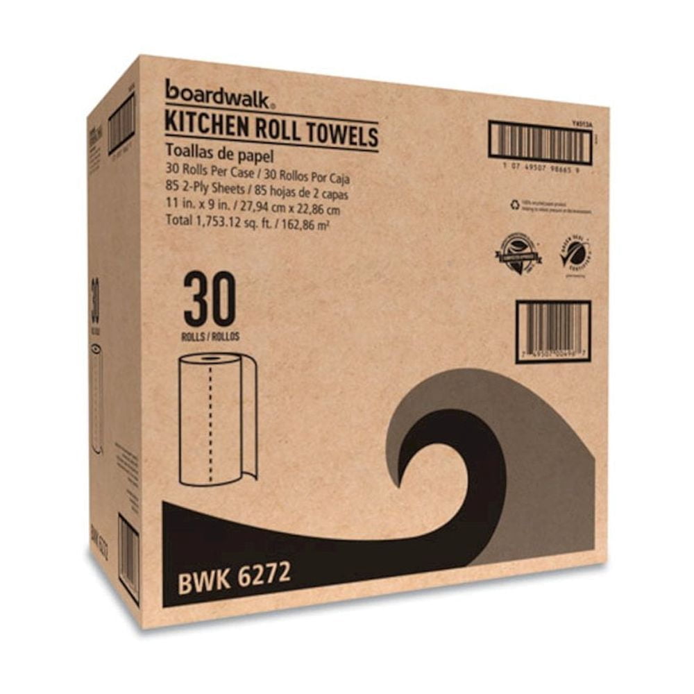 Boardwalk 6272 Paper Towel Rolls- Perforated- 2-Ply- White- 85 Sheets/Roll- 30/Carton