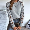 thumbnail image 4 of Women'S Y2K Fashion Solid Color Hollow Raglan Sleeve Crew Neck Sweater Light Grey M, 4 of 7