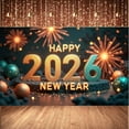 thumbnail image 4 of Golden Design Happy New Year Banner Firework Elements 2026 Banner Festive Shiny Decor New Year Decoration Banner for New Year Party Holiday Celebration Family Gathering, 4 of 8