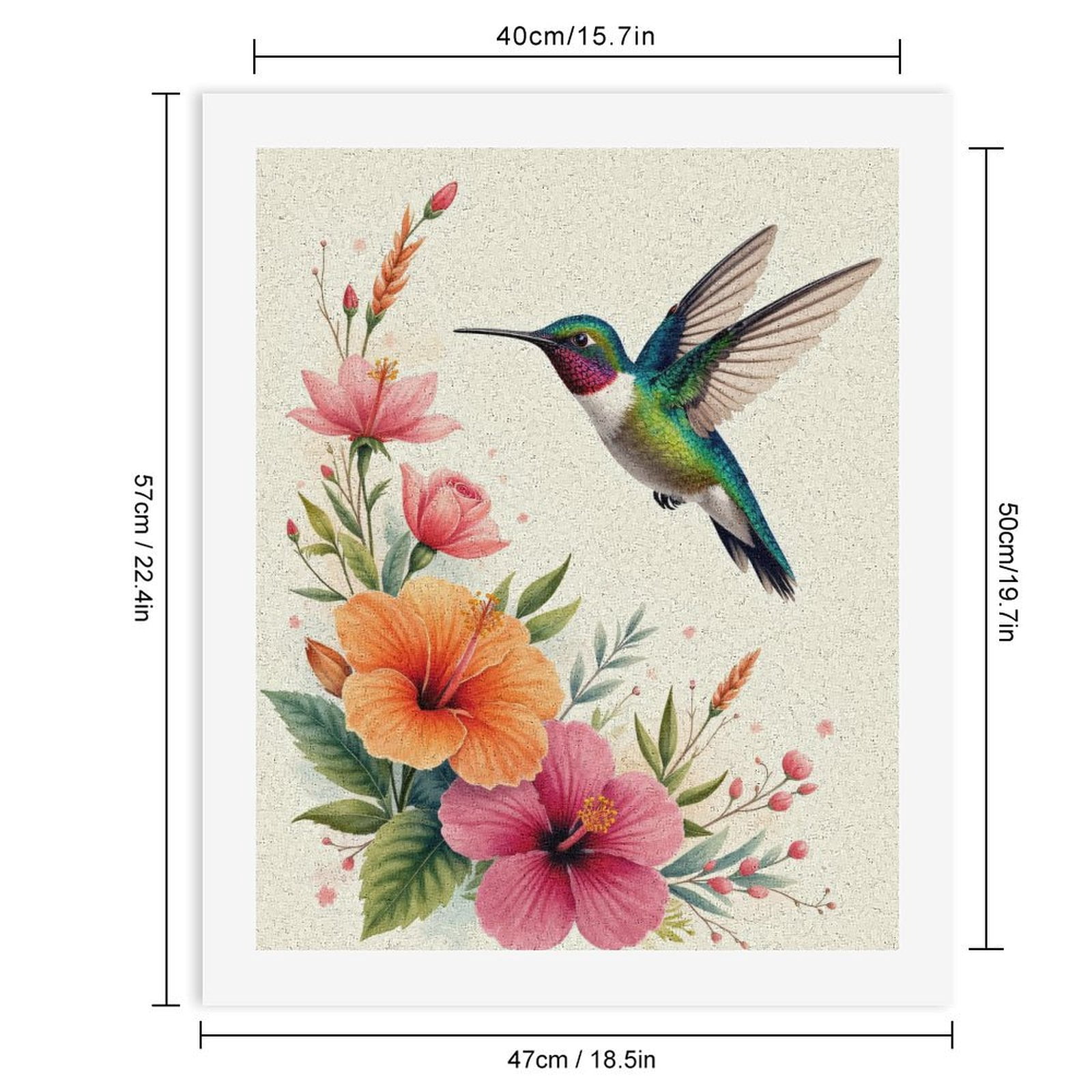 Paint by Numbers Kit for Adults, Colorful Hummingbird Floral Art Paint by Numbers, Easy Paint by Numbers Kit for Adults Beginner, DIY Adult Paint by Number Kits on Canvas, Home Decor
