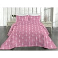 thumbnail image 2 of Ambesonne Art Deco Quilted Bedspread Set 3 Pcs, Pink Geometric Circles, King, Pink White, 2 of 4