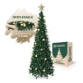 thumbnail image 1 of Árbol de Navidad Verde Tipo Lápiz Plegable 1.80 metros Esquimal + 150 Luces Led + Estrella + 35 Esferas Doradas, 1 of 6