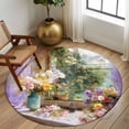 thumbnail image 2 of Large Round Rug 8Ft Washable Non-Slip, Spring Flowers Circle Area Rugs for Living Room Bedroom, Vintage Middle Century Abstract Oil Painting Indoor Floor Mats Carpet Runner for Home Decor, 2 of 8