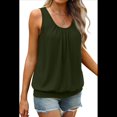thumbnail image 2 of Camiseta de Tirantes Holgada de Verano para Mujer, Plisada, con Cuello Redondo, Informal, Sin Mangas, Verde , Talla XL, 2 of 8