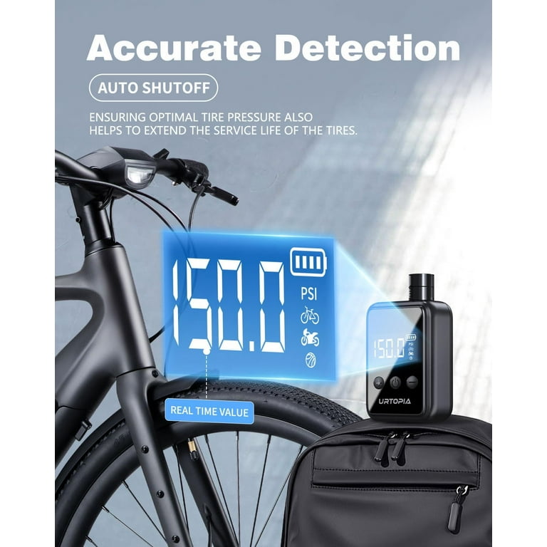 Bicycle Pump Mini Electric Bike Pump With Pressure Gauge, 150PSI