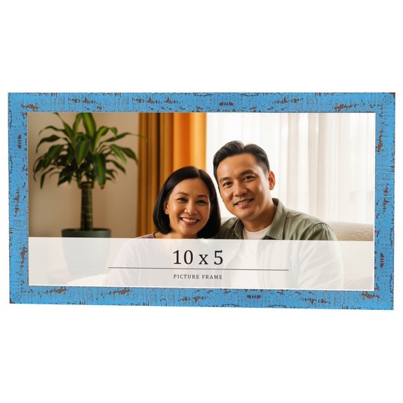 10x5 Frame Blue Solid Wood Picture Frame Width 1.125 Inches | Interior Frame Depth 0.5 Inches |