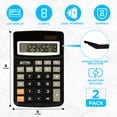 thumbnail image 2 of Desktop Calculators, Handheld Angled 8-Digit LCD Display, 2 Pack, by Better Office Products, Standard Function, Black, Dual Power with Included Button Battery, 2 Pack, 2 of 5
