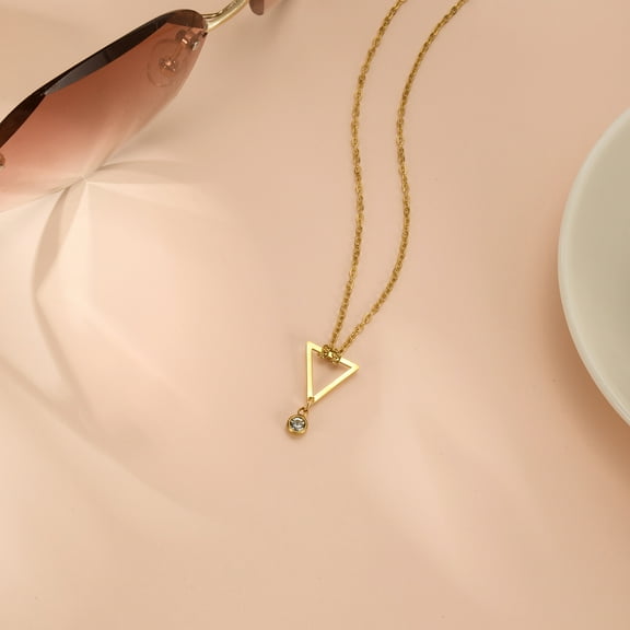 Triangle Pendant 14k Yellow Gold Necklace Women's Fashion Necklace Valentine's Day Gift Jewelry Gift