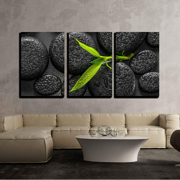 Wall26 Bamboo Branch On Zen Stone Canvas Art Wall Decor 24 X36 X3 Panels Walmart Com Walmart Com